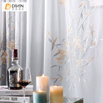 DIHINHOME Home Textile Sheer Curtain DIHIN HOME Pastoral Embroidered Sheer Curtain,Grommet Window Curtain for Living Room ,52x63-inch,1 Panel