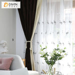 DIHIN HOME Pastoral Embroidered Tulle Curtain,Sheer Curtain, Grommet Window Curtain for Living Room ,52x63-inch,1 Panel