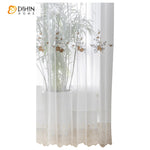 DIHINHOME Home Textile Sheer Curtain DIHIN HOME Pastoral High Quality Embroideried Sheer Curtains,Grommet Window Curtain for Living Room ,52x63-inch,1 Panel