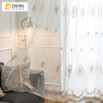 DIHIN HOME Pastoral Luxury Embroidered Sheer Curtain, Grommet Window Curtain for Living Room ,52x63-inch,1 Panel