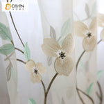 DIHIN HOME Pastoral Luxury Embroidered ,Sheer Curtain, Grommet Window Curtain for Living Room ,52x63-inch,1 Panel