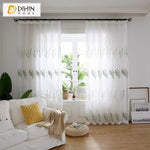 DIHIN HOME Pastoral Natural Leaves Sheer Curtain, Grommet Window Curtain for Living Room ,52x63-inch,1 Panel