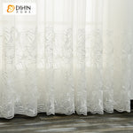 DIHINHOME Home Textile Sheer Curtain DIHIN HOME Pastoral White Banana Leaves,Sheer Curtain,Grommet Window Curtain for Living Room ,52x63-inch,1 Panel