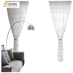 DIHIN HOME Pastoral White Embroidered Leaves,Sheer Curtain, Grommet Window Curtain for Living Room ,52x63-inch,1 Panel