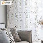 DIHIN HOME Pastoral White Embroidered Leaves,Sheer Curtain, Grommet Window Curtain for Living Room ,52x63-inch,1 Panel