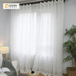 DIHINHOME Home Textile Sheer Curtain DIHIN HOME  Slender Connected Leaves Embroidered ,Sheer Curtain,Blackout Grommet Window Curtain for Living Room ,52x63-inch,1 Panel