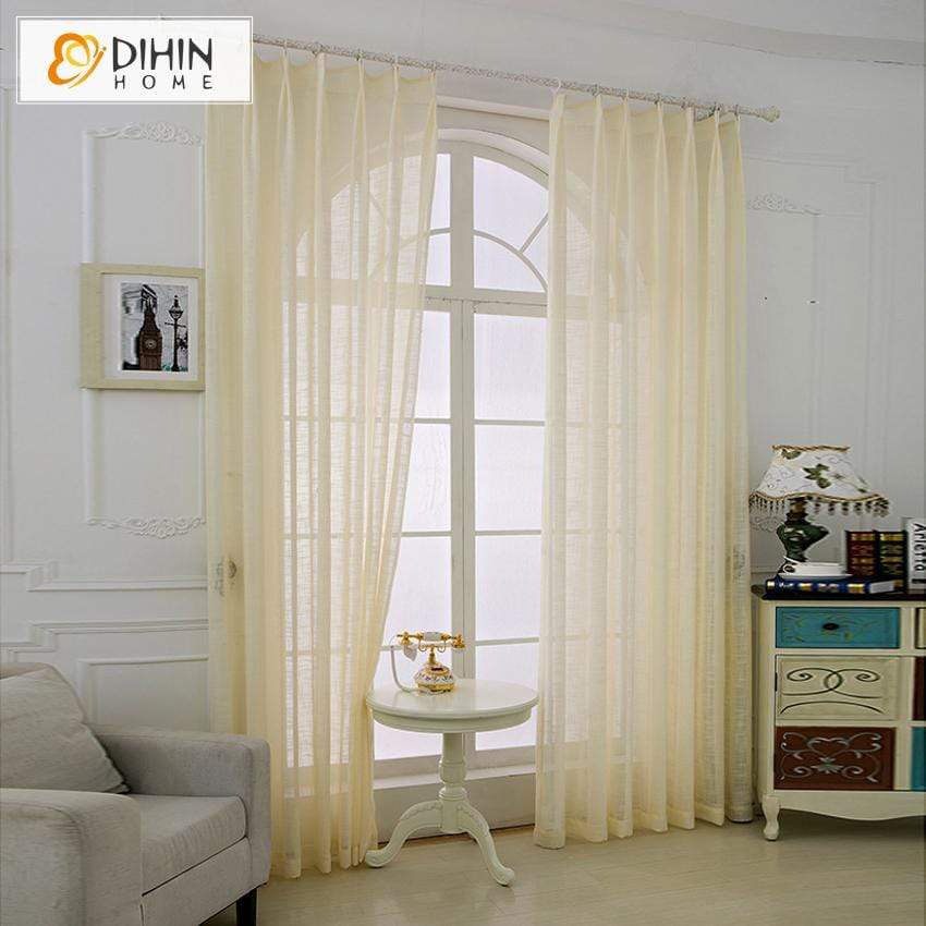 DIHINHOME Home Textile Sheer Curtain DIHIN HOME Solid Beige Printed Sheer Curtain,Blackout Grommet Window Curtain for Living Room ,52x63-inch,1 Panel
