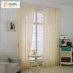 DIHINHOME Home Textile Sheer Curtain DIHIN HOME Solid Beige Printed Sheer Curtain,Blackout Grommet Window Curtain for Living Room ,52x63-inch,1 Panel