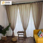 DIHINHOME Home Textile Sheer Curtain DIHIN HOME Solid Brown Printed Sheer Curtain,Blackout Grommet Window Curtain for Living Room ,52x63-inch,1 Panel