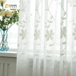 DIHINHOME Home Textile Sheer Curtain DIHIN HOME Solid White Flowers Embroidered,Sheer Curtain,Blackout Grommet Window Curtain for Living Room ,52x63-inch,1 Panel