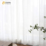 DIHINHOME Home Textile Sheer Curtain DIHIN HOME Solid White Lines Embroidered Sheer Curtain,Blackout Grommet Window Curtain for Living Room ,52x63-inch,1 Panel