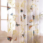 DIHINHOME Home Textile Sheer Curtain DIHIN HOME Tropical Pastoral Butterfly Printed Sheer Curtains,Grommet Window Curtain for Living Room ,52x63-inch,1 Panel