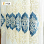DIHINHOME Home Textile Sheer Curtain DIHIN HOME Velvet Blue Embroidered ,Sheer Curtain,Blackout Grommet Window Curtain for Living Room ,52x63-inch,1 Panel