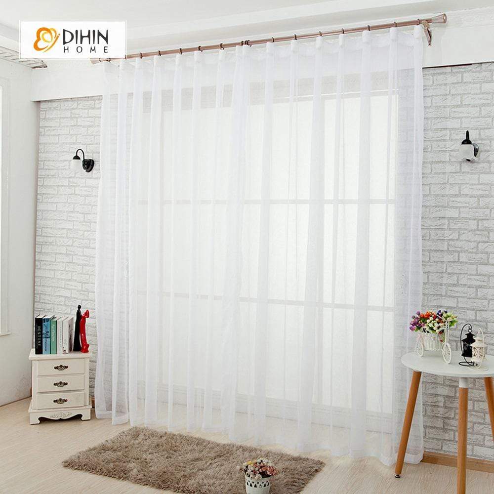 DIHINHOME Home Textile Sheer Curtain DIHIN HOME White Color,Sheer Curtain,Blackout Grommet Window Curtain for Living Room ,52x63-inch,1 Panel