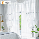 DIHIN HOME White Swan Embroidered Curtains ,Sheer Curtain, Grommet Window Curtain for Living Room ,52x63-inch,1 Panel