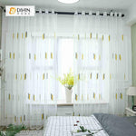 DIHINHOME Home Textile Sheer Curtain DIHIN HOME Yellow and Grey Embroidered ,Sheer Curtain,Blackout Grommet Window Curtain for Living Room ,52x63-inch,1 Panel