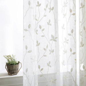 DIHINHOME Home Textile Sheer Curtain Jacquard Plant White Sheer Curtain Window Curtains For Living Room