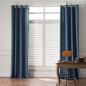 DIHINHOME Home Textile Sheer Curtain Modern Cowboy Blue Color Linen Solid Sheer Curtain Window Curtains For Living Room