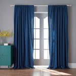 DIHINHOME Home Textile Sheer Curtain 50''WX63''L / Grommet Modern Cowboy Blue Color Linen Solid Sheer Curtain Window Curtains For Living Room