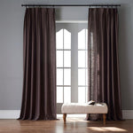 DIHINHOME Home Textile Sheer Curtain 50''WX63''L / Grommet Modern Dark Brown Color Linen Solid Sheer Curtain Window Curtains For Living Room