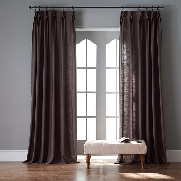 DIHINHOME Home Textile Sheer Curtain Modern Light Brown Color Linen Solid Sheer Curtain Window Curtains For Living Room