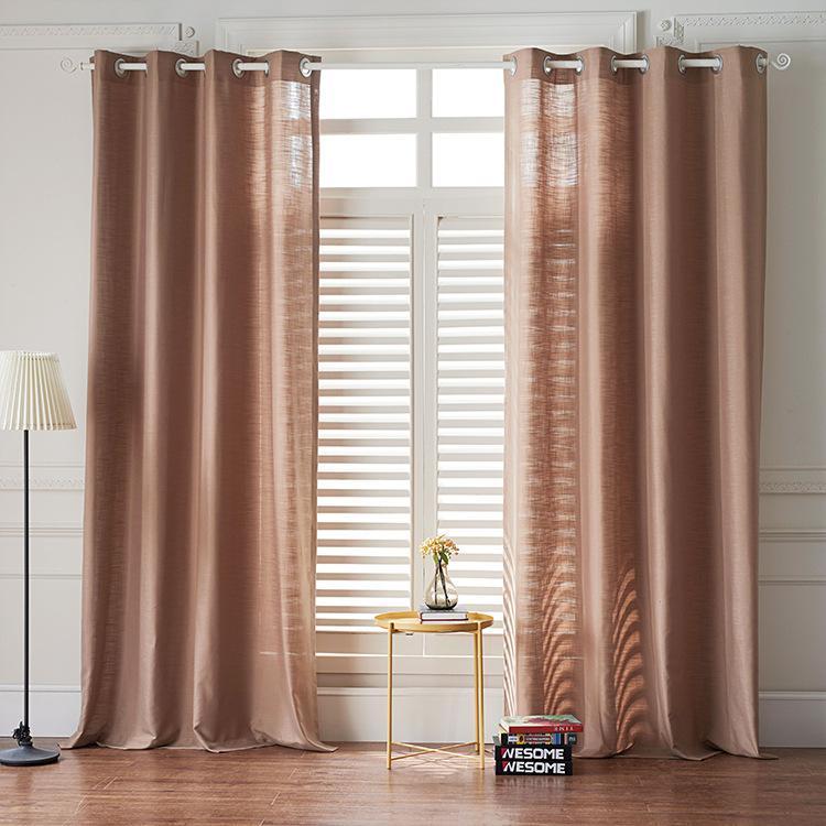 Modern Light Brown Color Linen Solid Sheer Curtain Window Curtains