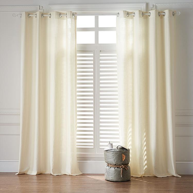 DIHINHOME Home Textile Sheer Curtain Modern White Color Linen Solid Sheer Curtain Window Curtains For Living Room