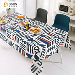 DIHINHOME Home Textile Tablecloth DIHIN HOME Abstract Totem Printed Tablecloth For Rectangle Tables,Custom Washed Linen Tablecloth,Handmade Rectangle Table Cover