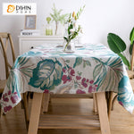 DIHINHOME Home Textile Tablecloth DIHIN HOME American Pastoral Colorful Plants Jacquard Tablecloth For Rectangle Tables,Custom Washed Linen Tablecloth,Handmade Rectangle Table Cover
