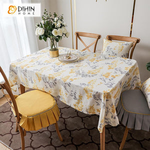 DIHINHOME Home Textile Tablecloth DIHIN HOME American Pastoral Flowers Printed Tablecloth For Rectangle Tables,Custom Washed Linen Tablecloth,Handmade Rectangle Table Cover