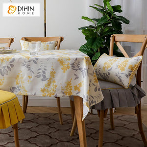 DIHINHOME Home Textile Tablecloth DIHIN HOME American Pastoral Flowers Printed Tablecloth For Rectangle Tables,Custom Washed Linen Tablecloth,Handmade Rectangle Table Cover