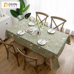DIHINHOME Home Textile Tablecloth DIHIN HOME American Pastoral Green Bird and Tree Printed Tablecloth For Rectangle Tables,Custom Washed Linen Tablecloth,Handmade Rectangle Table Cover