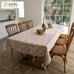 DIHINHOME Home Textile Tablecloth DIHIN HOME American Pastoral Leaves Jacquard Tablecloth For Rectangle Tables,Custom Washed Linen Tablecloth,Handmade Rectangle Table Cover