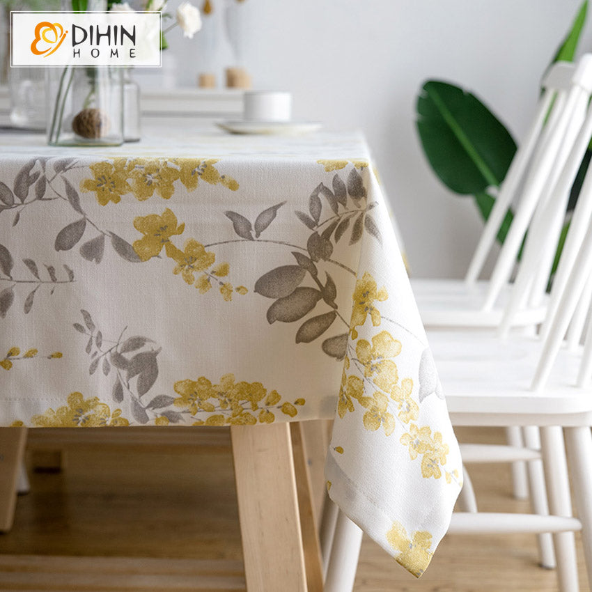 DIHINHOME Home Textile Tablecloth DIHIN HOME American Pastoral Printed Tablecloth For Rectangle Tables,Custom Washed Linen Tablecloth,Handmade Rectangle Table Cover