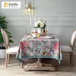 DIHINHOME Home Textile Tablecloth DIHIN HOME American Retro Flowers Printed Tablecloth For Rectangle Tables,Custom Washed Linen Tablecloth,Handmade Rectangle Table Cover