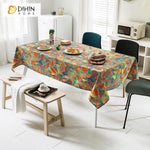 DIHINHOME Home Textile Tablecloth DIHIN HOME Autumn Leaves Printed Tablecloth For Rectangle Tables,Custom Washed Linen Tablecloth,Handmade Rectangle Table Cover