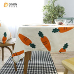 DIHINHOME Home Textile Tablecloth DIHIN HOME Cartoon Carrot Printed Tablecloth For Rectangle Tables,Custom Washed Linen Tablecloth,Handmade Rectangle Table Cover