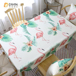 DIHINHOME Home Textile Tablecloth DIHIN HOME Cartoon Flamingo Printed Tablecloth For Rectangle Tables,Custom Washed Linen Tablecloth,Handmade Rectangle Table Cover