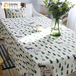 DIHINHOME Home Textile Tablecloth DIHIN HOME Cartoon Forest Deer Printed Tablecloth For Rectangle Tables,Custom Washed Linen Tablecloth,Handmade Rectangle Table Cover