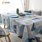 DIHINHOME Home Textile Tablecloth DIHIN HOME Fashion Geometric Printed Tablecloth For Rectangle Tables,Custom Washed Linen Tablecloth,Handmade Rectangle Table Cover