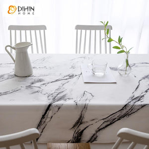 DIHINHOME Home Textile Tablecloth DIHIN HOME Luxury Modern Marbling Printed Tablecloth For Rectangle Tables,Custom Washed Linen Tablecloth,Handmade Rectangle Table Cover
