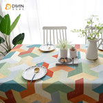 DIHINHOME Home Textile Tablecloth DIHIN HOME Modern Abstract Geometry Printed Tablecloth For Rectangle Tables,Custom Washed Linen Tablecloth,Handmade Rectangle Table Cover