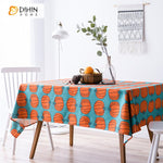 DIHINHOME Home Textile Tablecloth DIHIN HOME Natural Pumpkin Printed Tablecloth For Rectangle Tables,Custom Washed Linen Tablecloth,Handmade Rectangle Table Cover