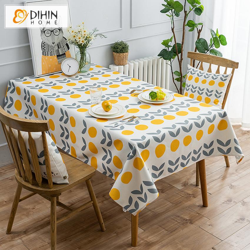 DIHINHOME Home Textile Tablecloth DIHIN HOME Pastoral Abstract Fruits Printed Tablecloth For Rectangle Tables,Custom Washed Linen Tablecloth,Handmade Rectangle Table Cover