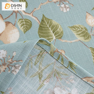 DIHINHOME Home Textile Tablecloth DIHIN HOME Pastoral Blue Color Bird and Tree Printed Tablecloth For Rectangle Tables,Custom Washed Linen Tablecloth,Handmade Rectangle Table Cover