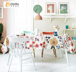 DIHINHOME Home Textile Tablecloth DIHIN HOME Pastoral Flowers Printed Tablecloth For Rectangle Tables,Custom Washed Linen Tablecloth,Handmade Rectangle Table Cover