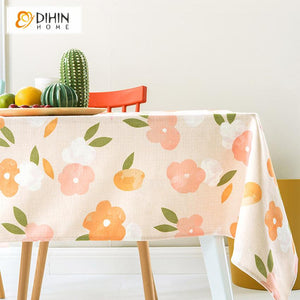 DIHIN HOME Pastoral Fruits and Flowers Printed Tablecloth For Rectangle Tables,Custom Washed Linen Tablecloth,Handmade Rectangle Table Cover