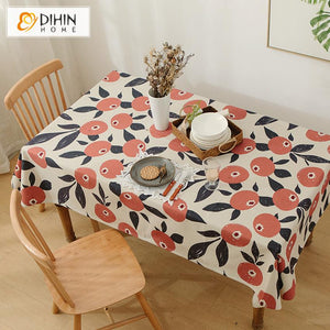 DIHINHOME Home Textile Tablecloth DIHIN HOME Pastoral Fruits Printed Tablecloth For Rectangle Tables,Custom Washed Linen Tablecloth,Handmade Rectangle Table Cover