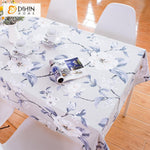 DIHINHOME Home Textile Tablecloth DIHIN HOME Pastoral White Floral Printed Tablecloth For Rectangle Tables,Custom Washed Linen Tablecloth,Handmade Rectangle Table Cover