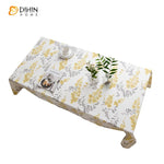 DIHINHOME Home Textile Tablecloth DIHIN HOME Pastoral Yellow Flowers Printed Tablecloth For Rectangle Tables,Custom Washed Linen Tablecloth,Handmade Rectangle Table Cover